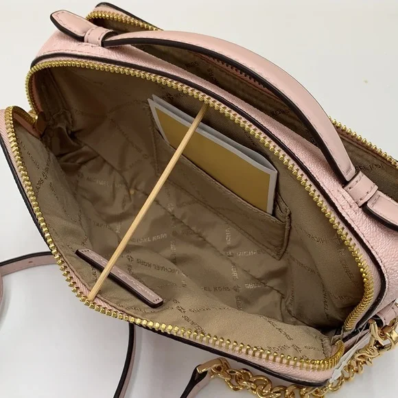 MICHAEL KORS JET SET ITEM MEDIUM DOUBLE ZIP PHONE XBODY LIGHT POWDER BLUSH MULTI - Picture 14 of 16